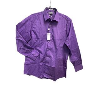 Stefano slim fit Purple‎ cotton polyester blend shirt size 16.1/2 32/33 New!